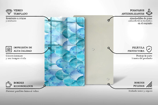 Glas Herdabdeckplatte Aquarellskalen