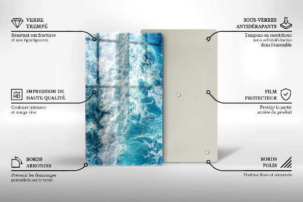 Glas Herdabdeckplatte Meerwasserwellen