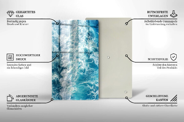 Glas Herdabdeckplatte Meerwasserwellen