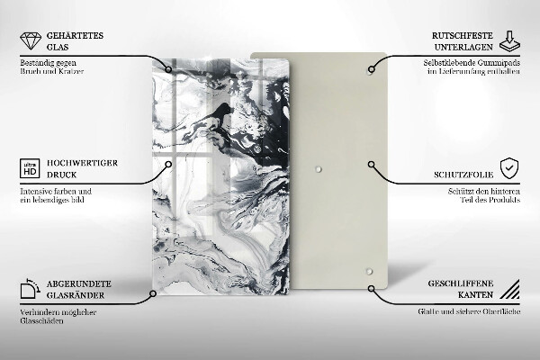 Glas Ceranfeldabdeckung Spritzschutz Tintenabstraktion