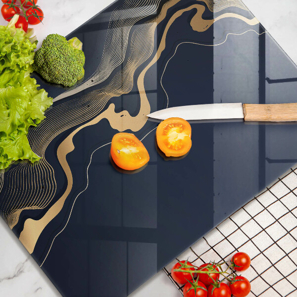 Glas Ceranfeldabdeckung Spritzschutz Abstrakte goldene Linien