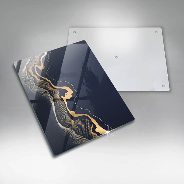 Glas Ceranfeldabdeckung Spritzschutz Abstrakte goldene Linien