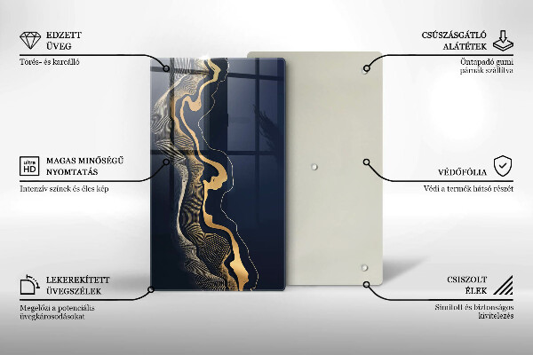 Glas Ceranfeldabdeckung Spritzschutz Abstrakte goldene Linien