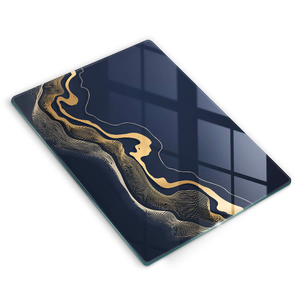 Glas Ceranfeldabdeckung Spritzschutz Abstrakte goldene Linien