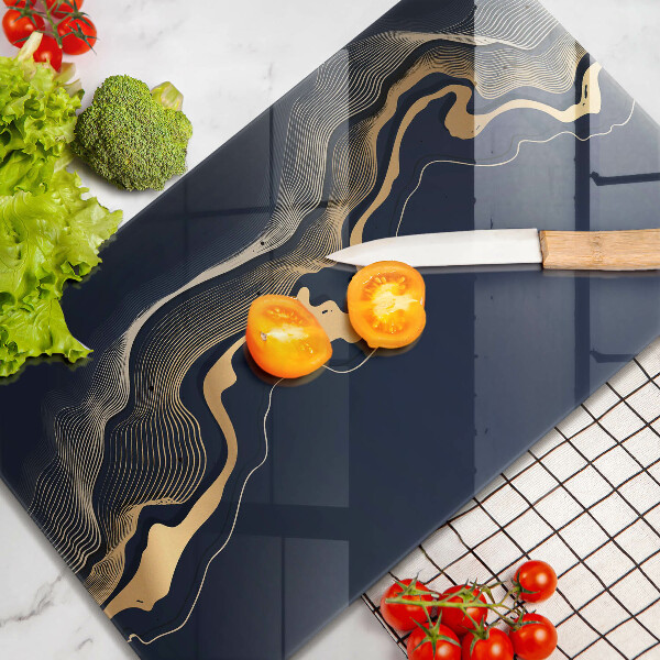 Glas Ceranfeldabdeckung Spritzschutz Abstrakte goldene Linien