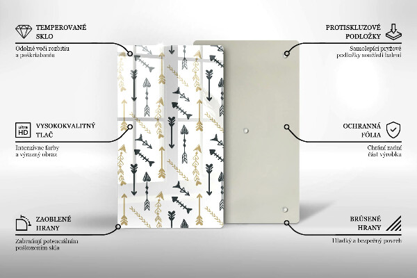 Glas Ceranfeldabdeckung Spritzschutz Boho-Pfeilmuster