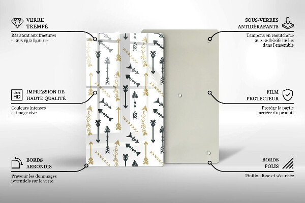 Glas Ceranfeldabdeckung Spritzschutz Boho-Pfeilmuster