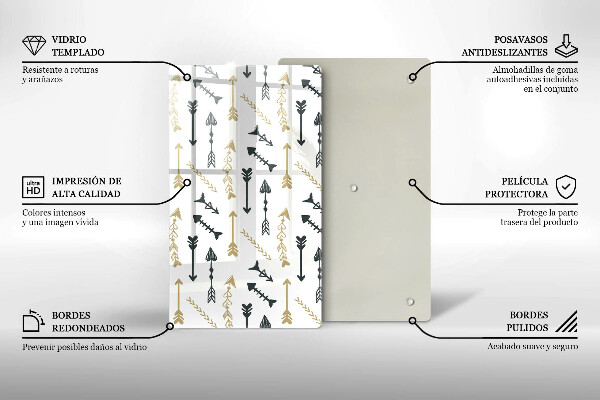 Glas Ceranfeldabdeckung Spritzschutz Boho-Pfeilmuster
