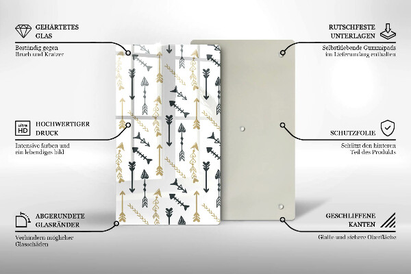 Glas Ceranfeldabdeckung Spritzschutz Boho-Pfeilmuster
