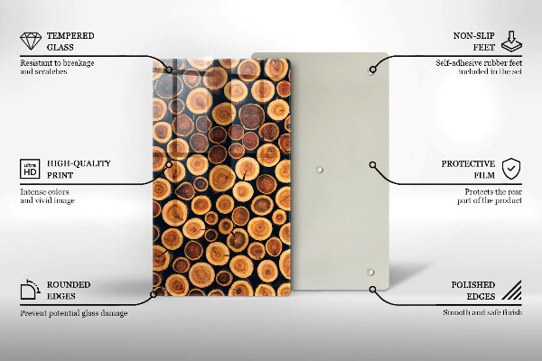 Glas Ceranfeldabdeckung Spritzschutz Baumstümpfe aus Holz