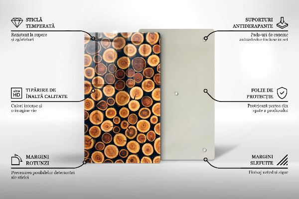 Glas Ceranfeldabdeckung Spritzschutz Baumstümpfe aus Holz