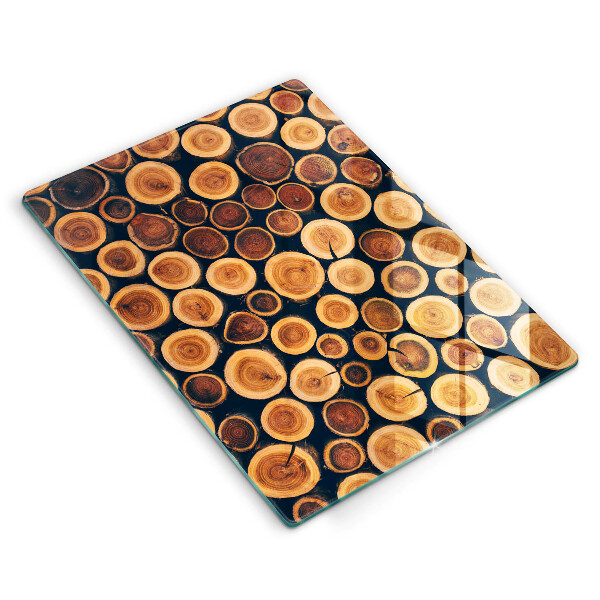 Glas Ceranfeldabdeckung Spritzschutz Baumstümpfe aus Holz