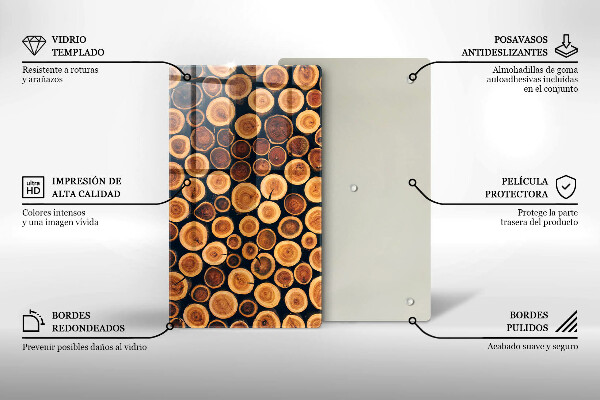 Glas Ceranfeldabdeckung Spritzschutz Baumstümpfe aus Holz