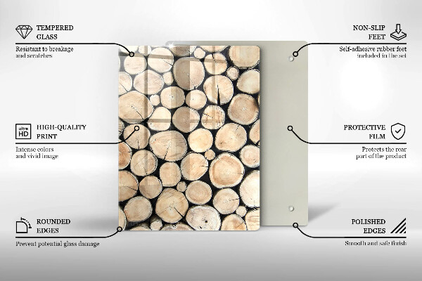 Glas Ceranfeldabdeckung Spritzschutz Baumstümpfe aus Holz