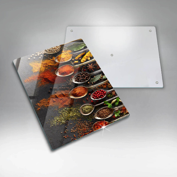 Glas Ceranfeldabdeckung Spritzschutz Löffel mit Gewürzen