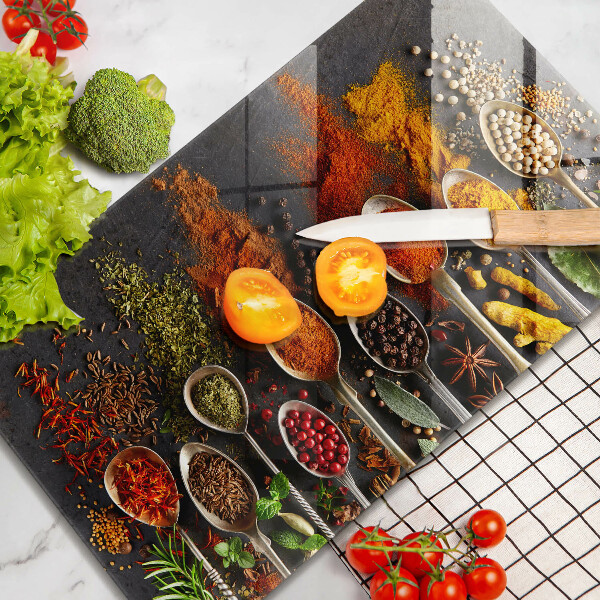 Glas Ceranfeldabdeckung Spritzschutz Löffel mit Gewürzen