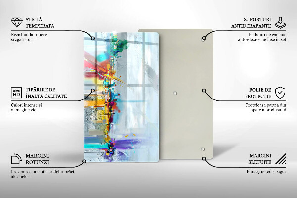 Glas Ceranfeldabdeckung Spritzschutz Gemalte Abstraktion