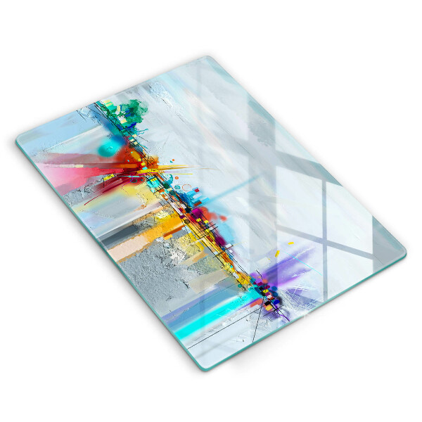 Glas Ceranfeldabdeckung Spritzschutz Gemalte Abstraktion