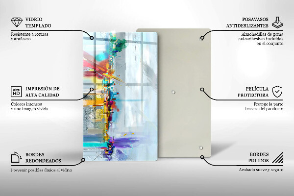 Glas Ceranfeldabdeckung Spritzschutz Gemalte Abstraktion