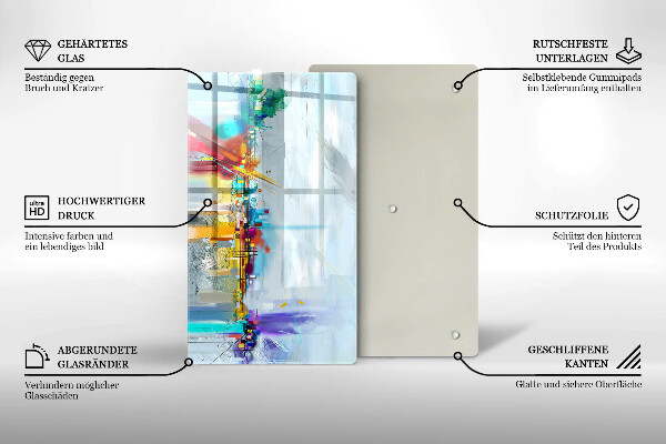 Glas Ceranfeldabdeckung Spritzschutz Gemalte Abstraktion