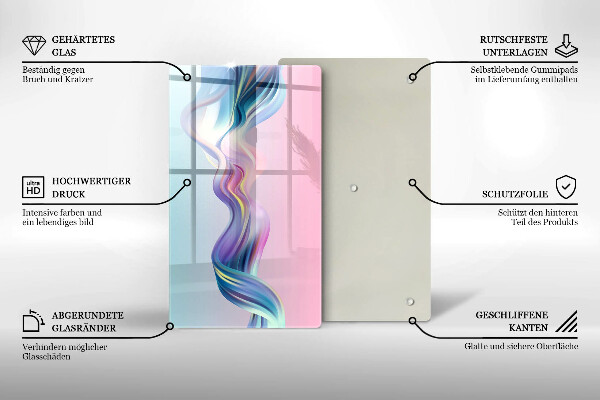 Glas Herdabdeckplatte Pastellabstraktion