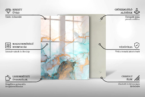 Glas Herdabdeckplatte Pastellabstraktion