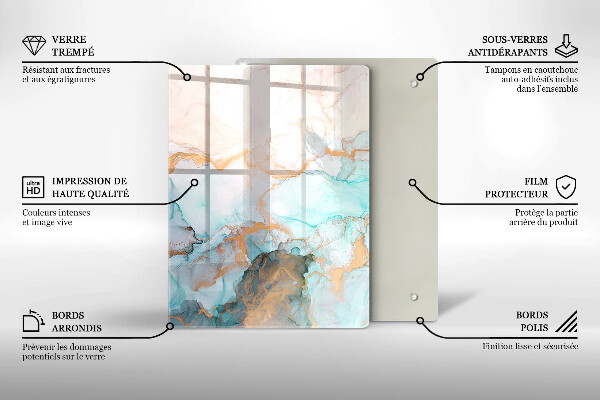 Glas Herdabdeckplatte Pastellabstraktion