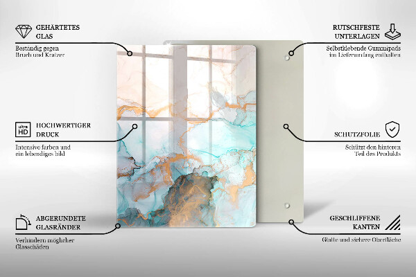 Glas Herdabdeckplatte Pastellabstraktion