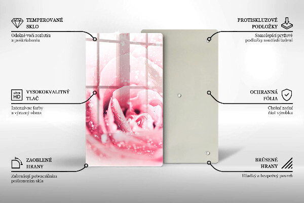 Glas Ceranfeldabdeckung Spritzschutz Tautropfen und Rosenblüte