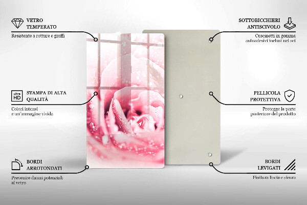 Glas Ceranfeldabdeckung Spritzschutz Tautropfen und Rosenblüte