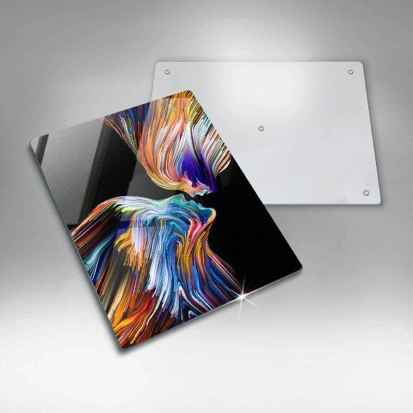 Glas Herdabdeckplatte Kuss-Abstraktion