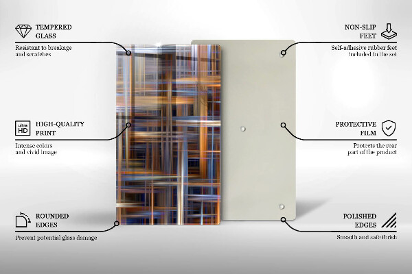 Glas Herdabdeckplatte Abstrakte Farblinien