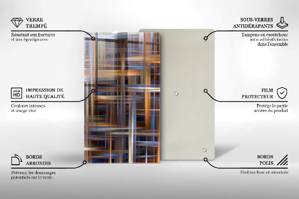 Glas Herdabdeckplatte Abstrakte Farblinien