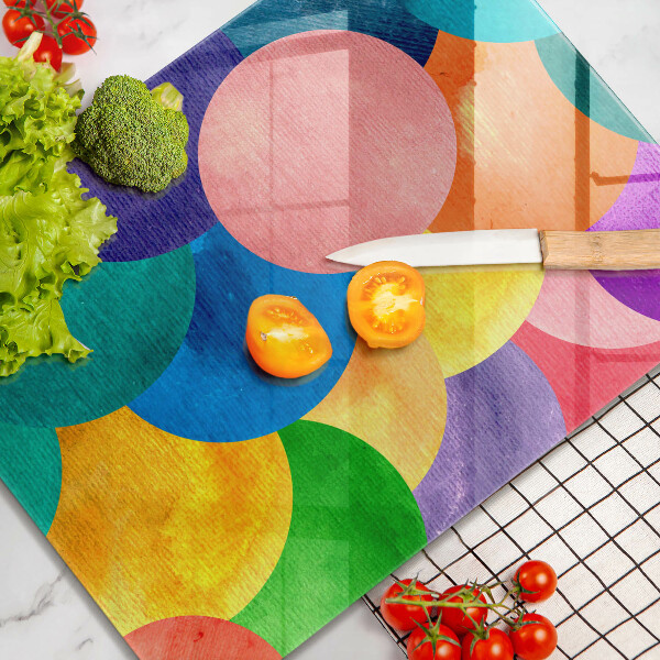 Glas Herdabdeckplatte Bunte Kreise