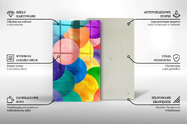 Glas Herdabdeckplatte Bunte Kreise