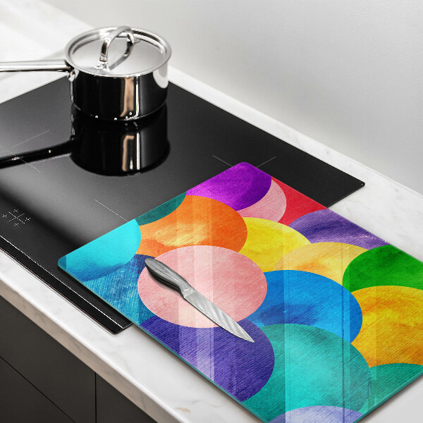 Glas Herdabdeckplatte Bunte Kreise