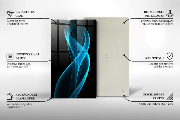 Glas Herdabdeckplatte Blaue Abstraktion