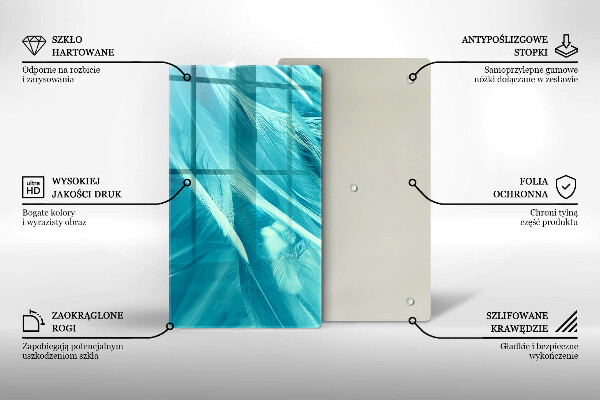 Glas Herdabdeckplatte Zarte Federn