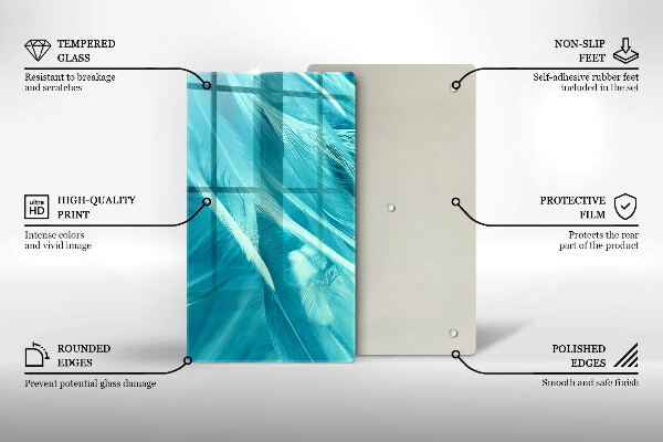 Glas Herdabdeckplatte Zarte Federn