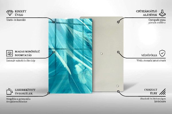 Glas Herdabdeckplatte Zarte Federn