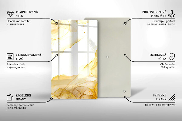 Glas Ceranfeldabdeckung Spritzschutz Goldene Abstraktion