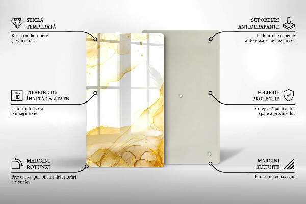 Glas Ceranfeldabdeckung Spritzschutz Goldene Abstraktion