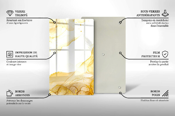 Glas Ceranfeldabdeckung Spritzschutz Goldene Abstraktion