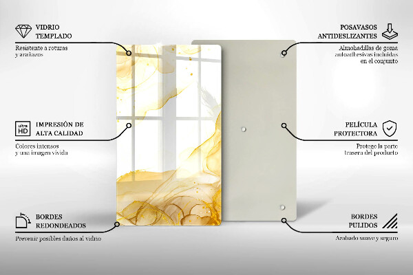Glas Ceranfeldabdeckung Spritzschutz Goldene Abstraktion