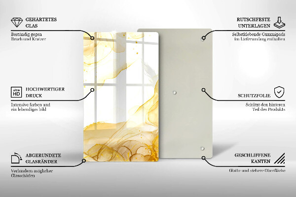 Glas Ceranfeldabdeckung Spritzschutz Goldene Abstraktion