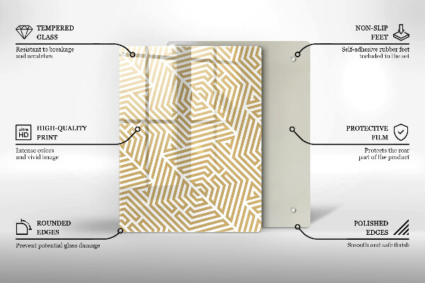 Glas Ceranfeldabdeckung Spritzschutz Goldene Abstraktion