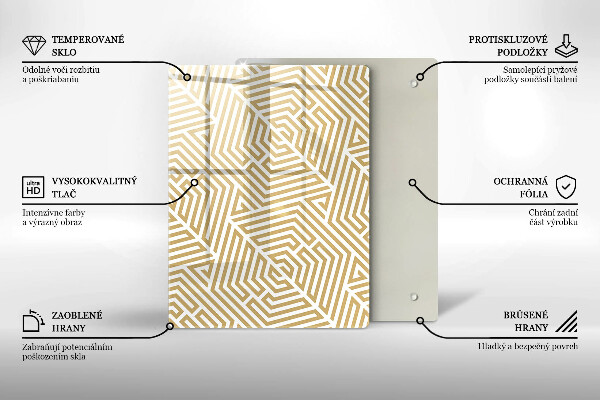 Glas Ceranfeldabdeckung Spritzschutz Goldene Abstraktion