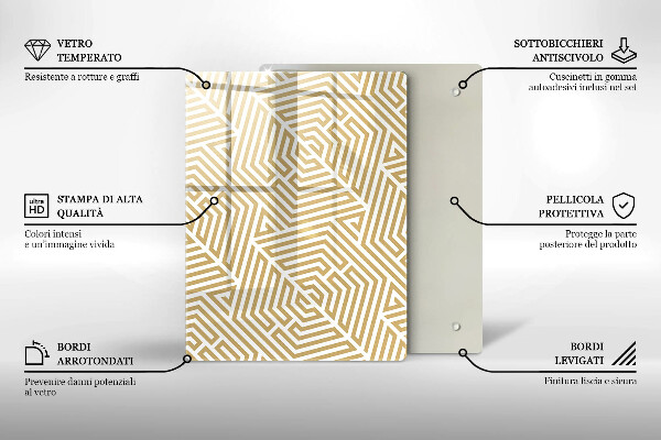 Glas Ceranfeldabdeckung Spritzschutz Goldene Abstraktion