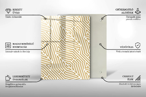 Glas Ceranfeldabdeckung Spritzschutz Goldene Abstraktion