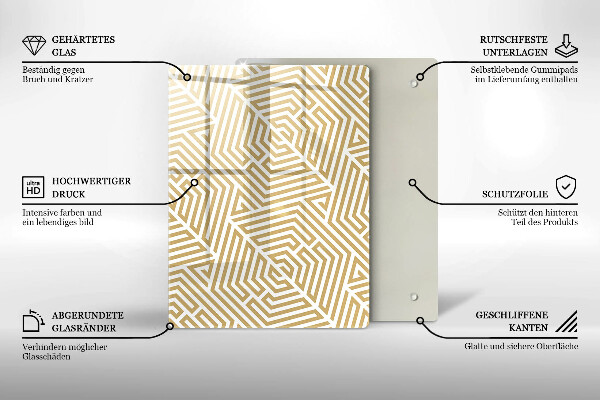 Glas Ceranfeldabdeckung Spritzschutz Goldene Abstraktion